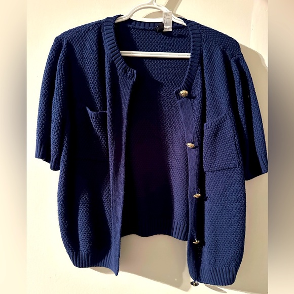 H&M Textured Knit Short Sleeve Cardigan - M - Picture 8 of 10